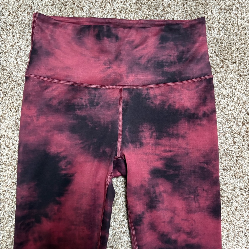 Athleta Elation 7/8 Tight In Orchid Pink Ice Dye Red & Black Powervita Leggings - Picture 3 of 9
